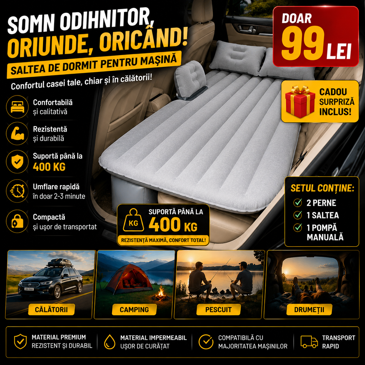 Saltea Gonflabila pentru Masina