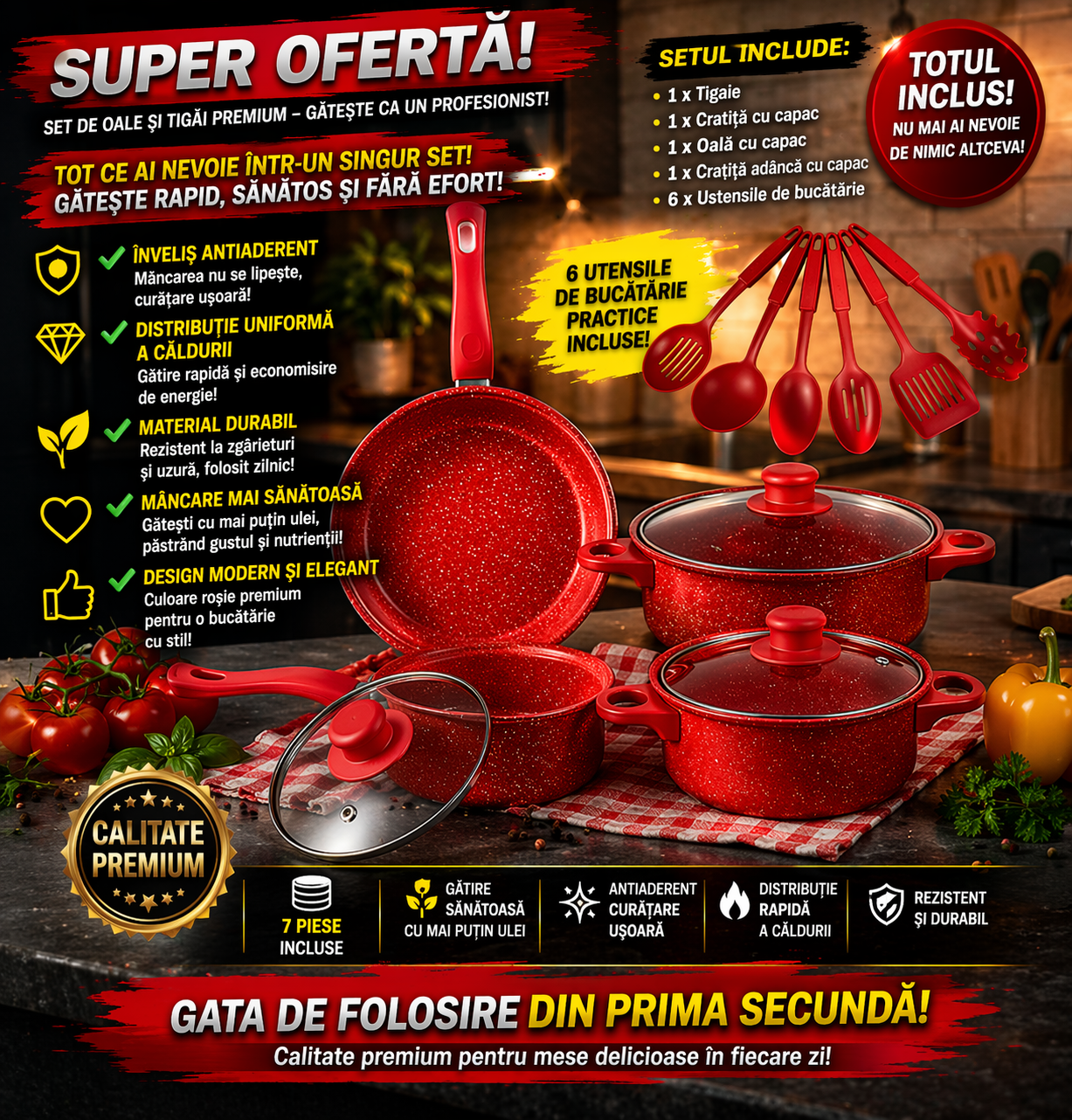 Set Ustensile de Bucătărie 13 Piese