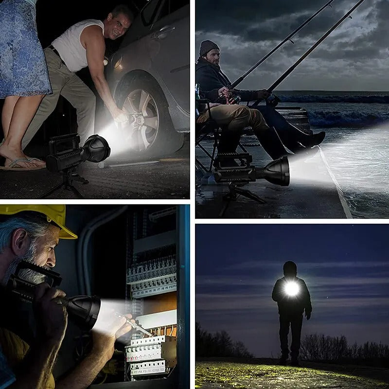 Lanterna Profesionala cu Trepied, Raza de actiune 800 M, 4 moduri de iluminare, Functie Powerbank