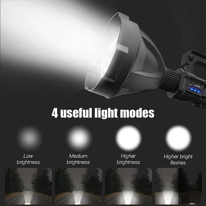 Lanterna Profesionala cu Trepied, Raza de actiune 800 M, 4 moduri de iluminare, Functie Powerbank