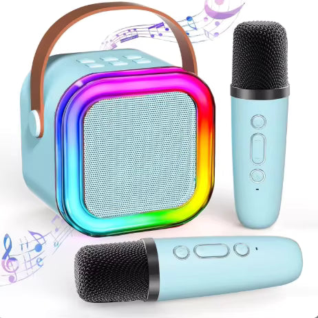 Set Boxa Karaoke cu 2 Microfoane Wireless, Bluetooth