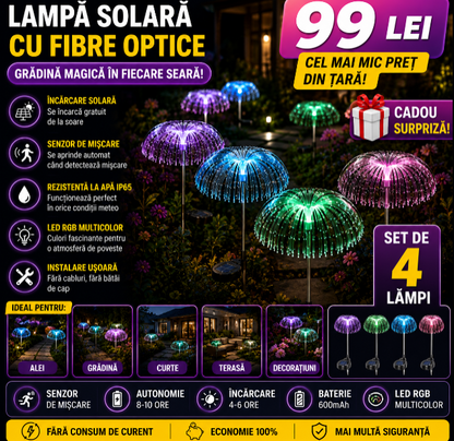 Set 4X Lampi Solare Meduza cu Fibra Optica