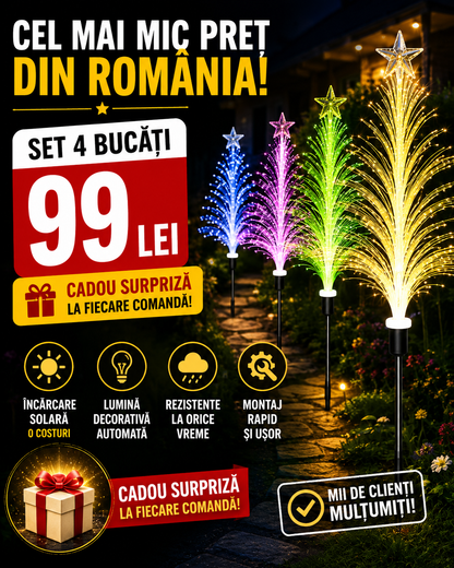 SET 4 Lampi Solare pentru Gradina cu 7 Culori Schimbatoare