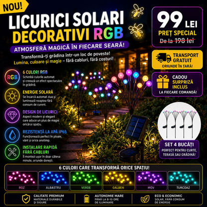 SET 4 Licurici Solari Decorativi pentru Gradina Magica