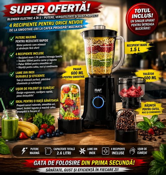 Blender Profesional Multifuncțional 4 în 1 - 19.000 RPM 400W