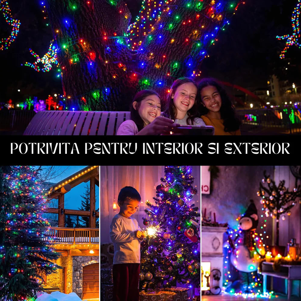 OFERTA 1+1 GRATIS Instalatie De Craciun Tip Rola 100m, 8 Jocuri De Lumini, Interior/ Exterior