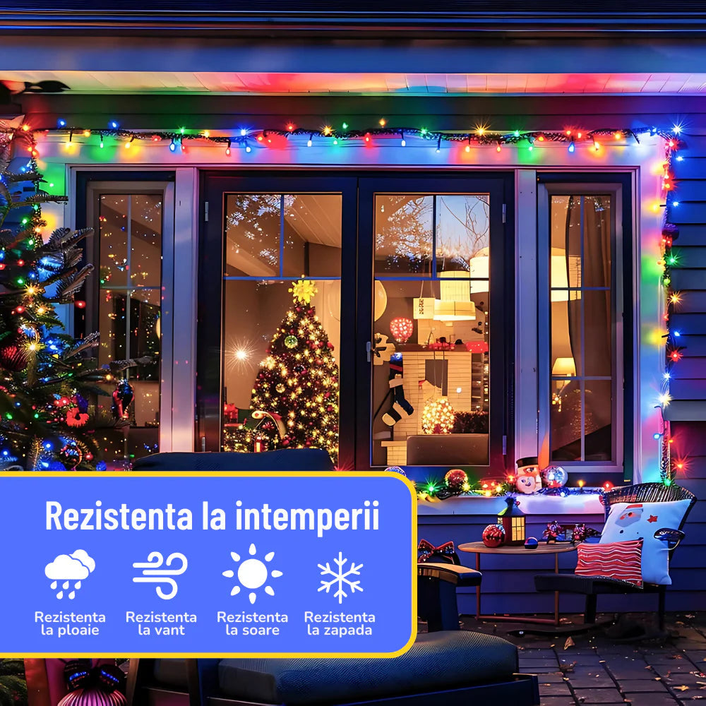 OFERTA 1+1 GRATIS Instalatie De Craciun Tip Rola 100m, 8 Jocuri De Lumini, Interior/ Exterior