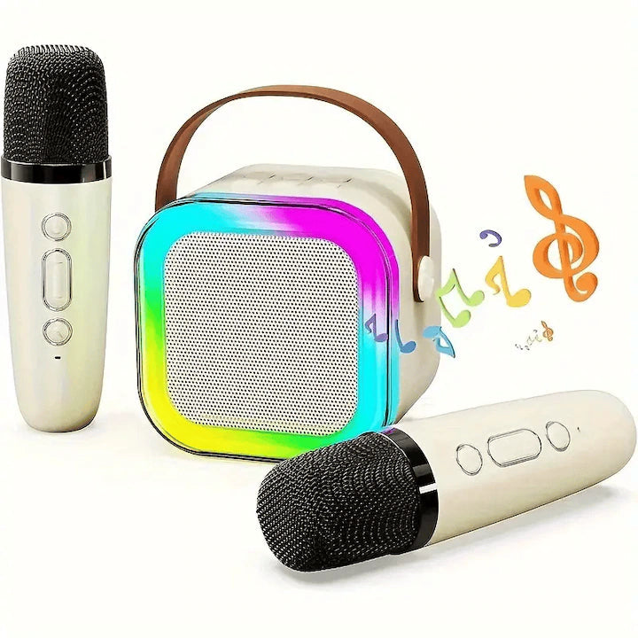 Set Boxa Karaoke cu 2 Microfoane Wireless, Bluetooth 5.3, Difuzor Portabil, Cu Acumulator