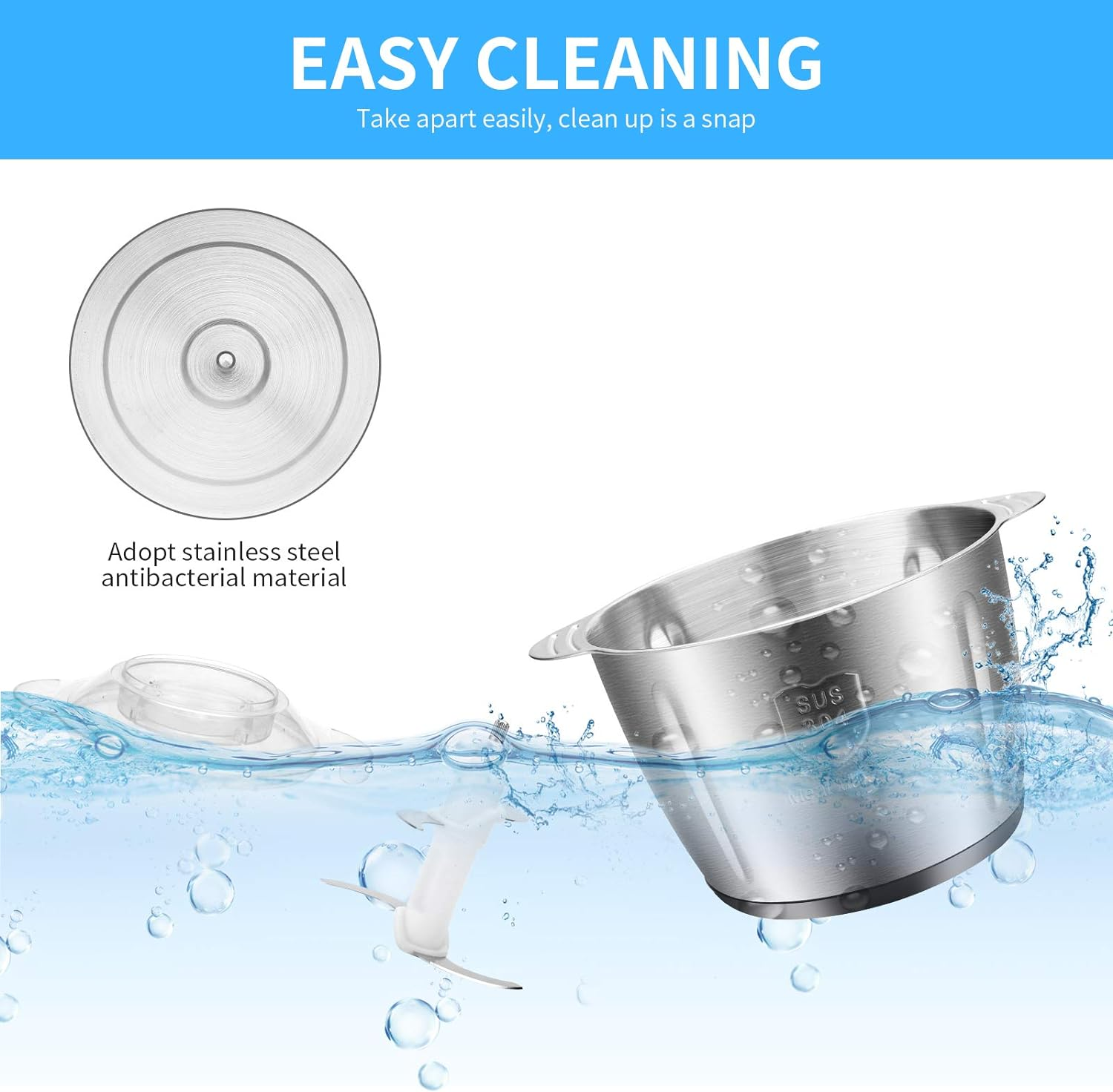 Tocator Electric, Bol Din Inox,4 Lame, Capacitate 3L, 1000W