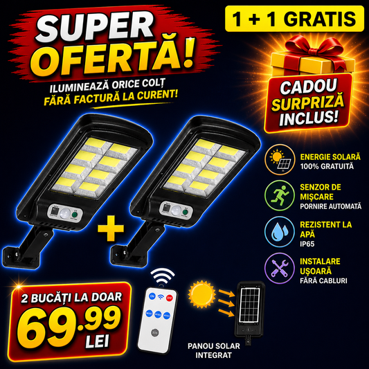 OFERTA 1+1 LAMPI SOLARE 8 CADRANE + TELECOMANDA
