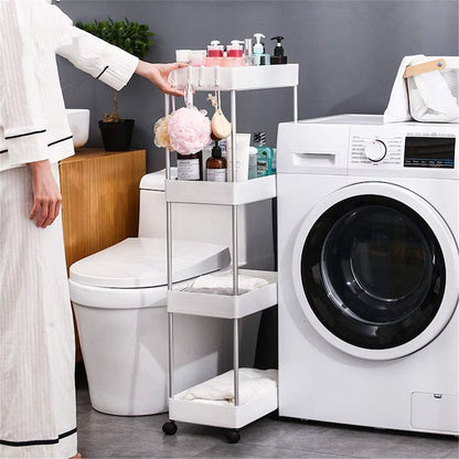 Suport Depozitare cu 4 Rafturi Tip Carucior pentru Baie sau Bucatarie