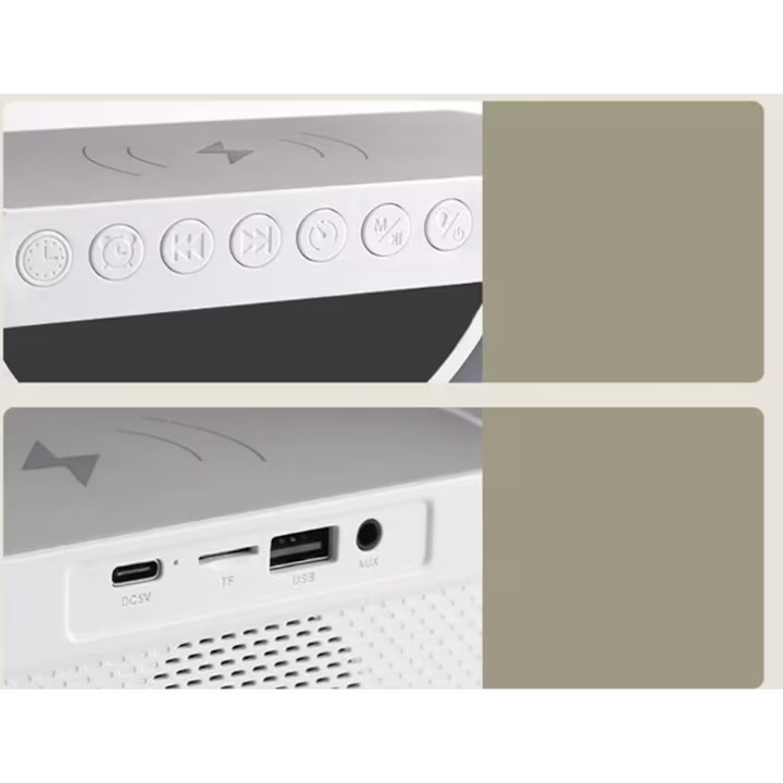 Ceas cu Alarma si Iluminare LED, Radio FM, Incarcator Wireless