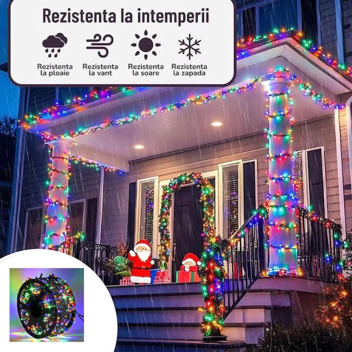 OFERTA 1+1 GRATIS Instalatie De Craciun Tip Rola 100 M, 8 Jocuri De Lumini, Interior/ Exterior